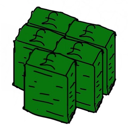 Cartoon sketch of stacks of pounds